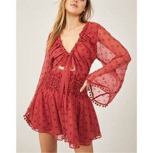 FREE PEOPLE Della Sole Mini Dress / Red Clover